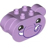 Duplo Brick 2 x 4 x 2 Rounded Ends with Floppy Ears and Elephant Face Print