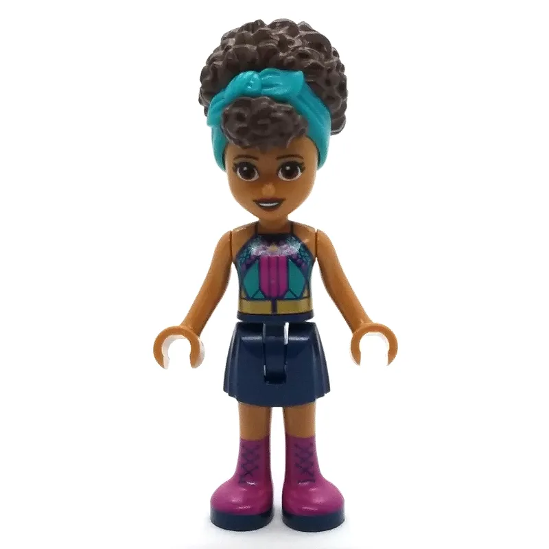 Andrea - Dark Turquoise Top, Dark Blue Skirt, Dark Turquoise Ribbon