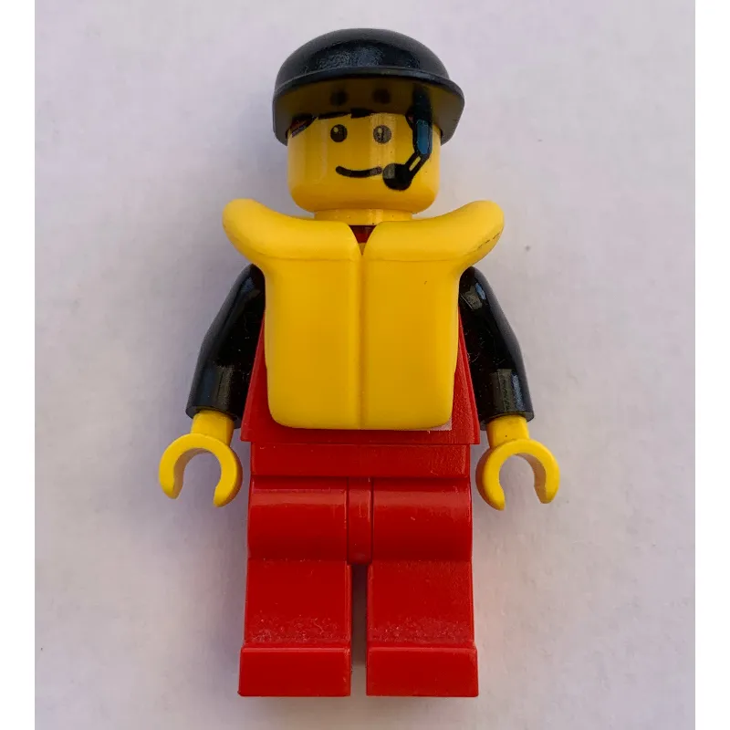 Marine Explorer, Red Shirt with Divers Logo, Red Legs, Black Cap, Yellow Life Vest, Headset