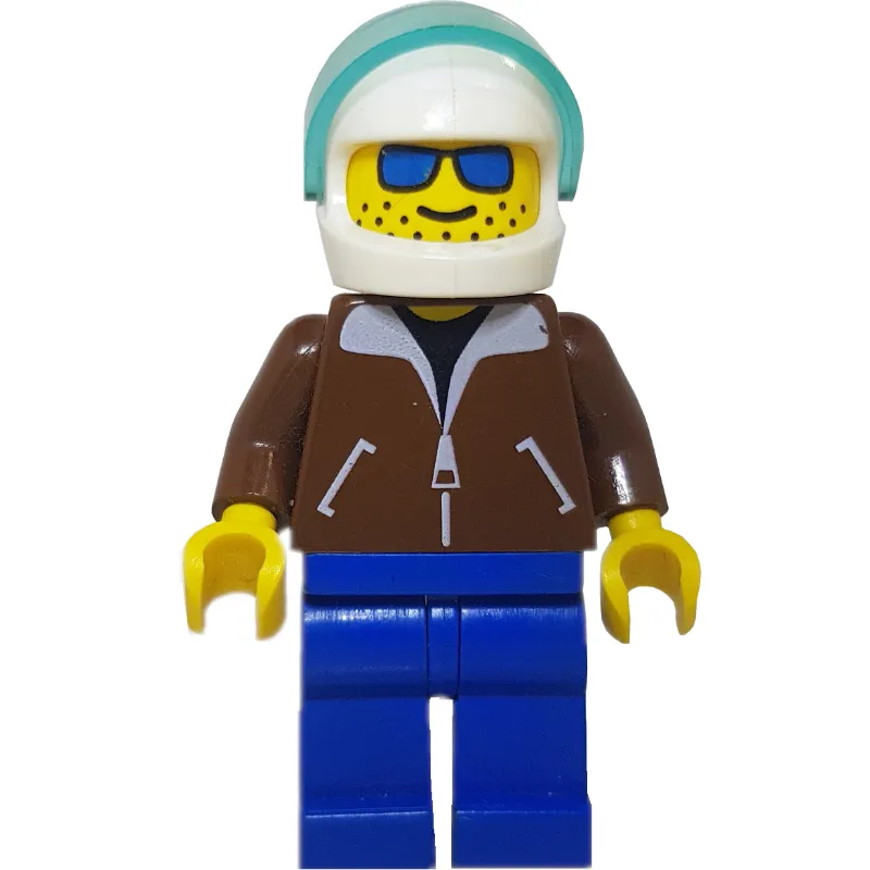 Pilot - Reddish Brown Torso, Blue Legs, White Helmet