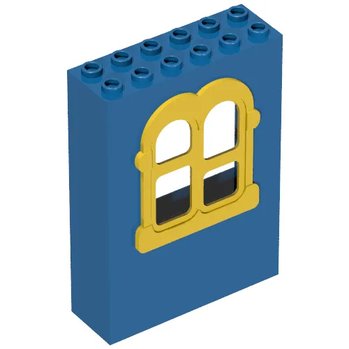 Fabuland, Building, 2 x 6 x 7 with Window, Rectangular Yellow