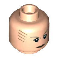 Minifig Head The Ancient One, Dark Tan Eyebrows, Orange Lips and Tattoo Lines on Front and Back Print [Hollow Stud]