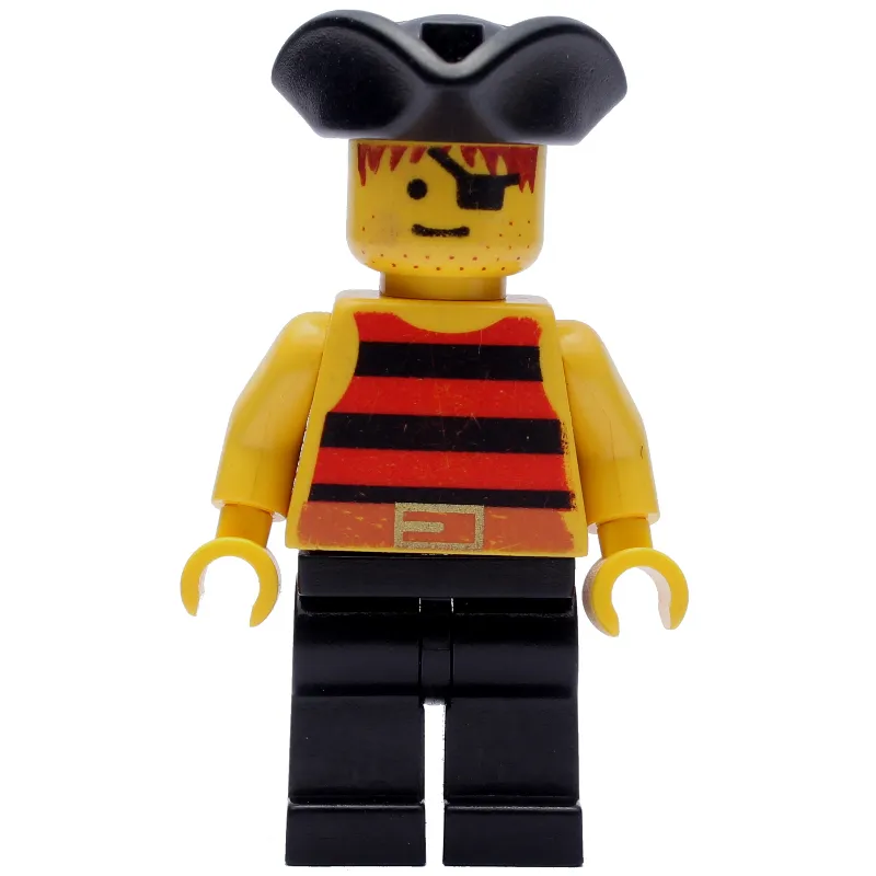 Pirate - Red/Black Stripes, Black Legs, Black Tricorne