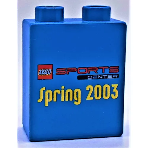 Duplo Brick 1 x 2 x 2 with Legoland Sports Center Spring 2003 Print