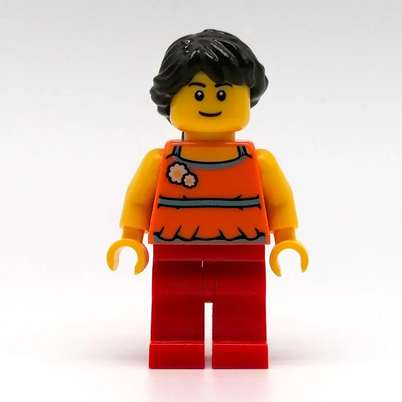 Orange Torso, Red Legs, Dark Brown Hair