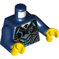 Torso with Black, Silver and Medium Azure Body Armor with Ultra Agents Logo over Shirt and Black Tie Print, Dark Blue Arms, Yellow Hands
