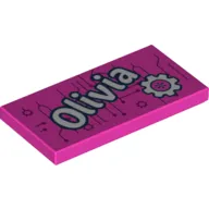 Tile 2 x 4 with 'Olivia', Gear print