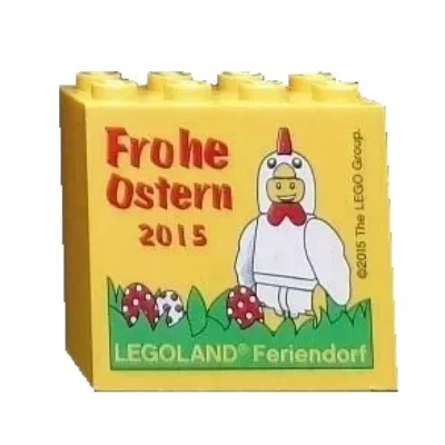 Brick 2 x 4 x 3 with 'LEGOLAND Feriendorf Frohe Ostern 2015' Print