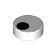 Tile Round 1 x 1 with Black Off-Center Dot/Circle/Eye print