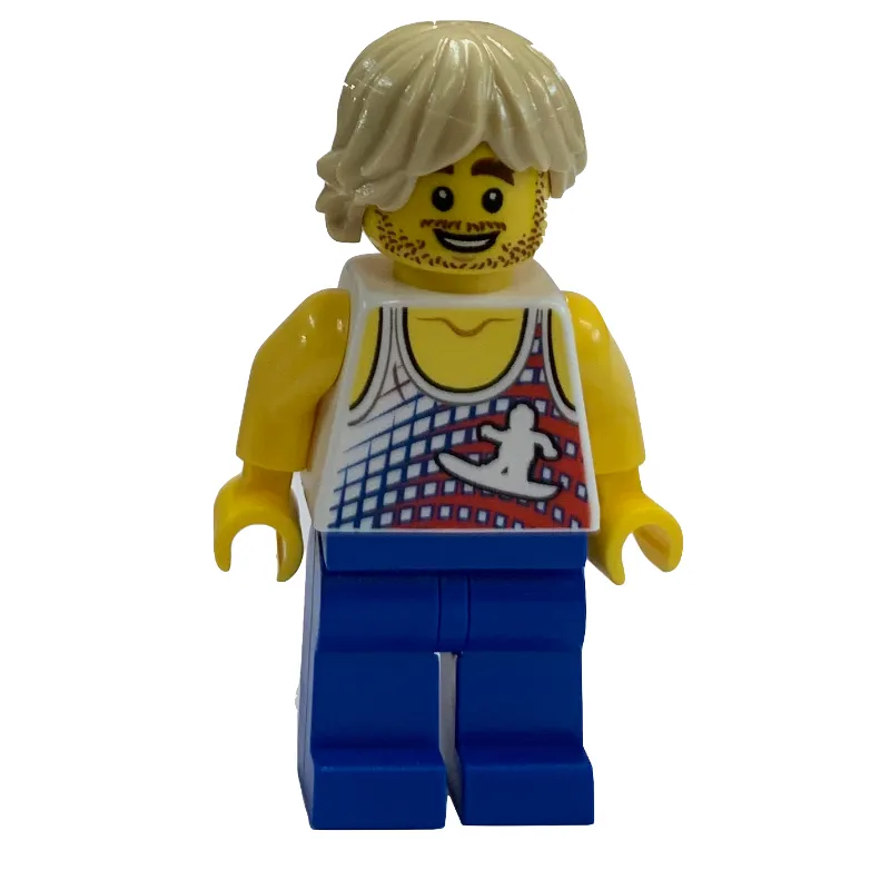 White Torso, Blue Legs, Tan Hair, Stubble Beard