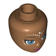 Minidoll Head with Dark Azure Eyes, Closed Mouth Smile and Elves Tribal Print (Rosalyn)