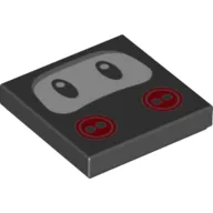 Tile 2 x 2 with Eyes and Red Buttons Print (Ninji Face)