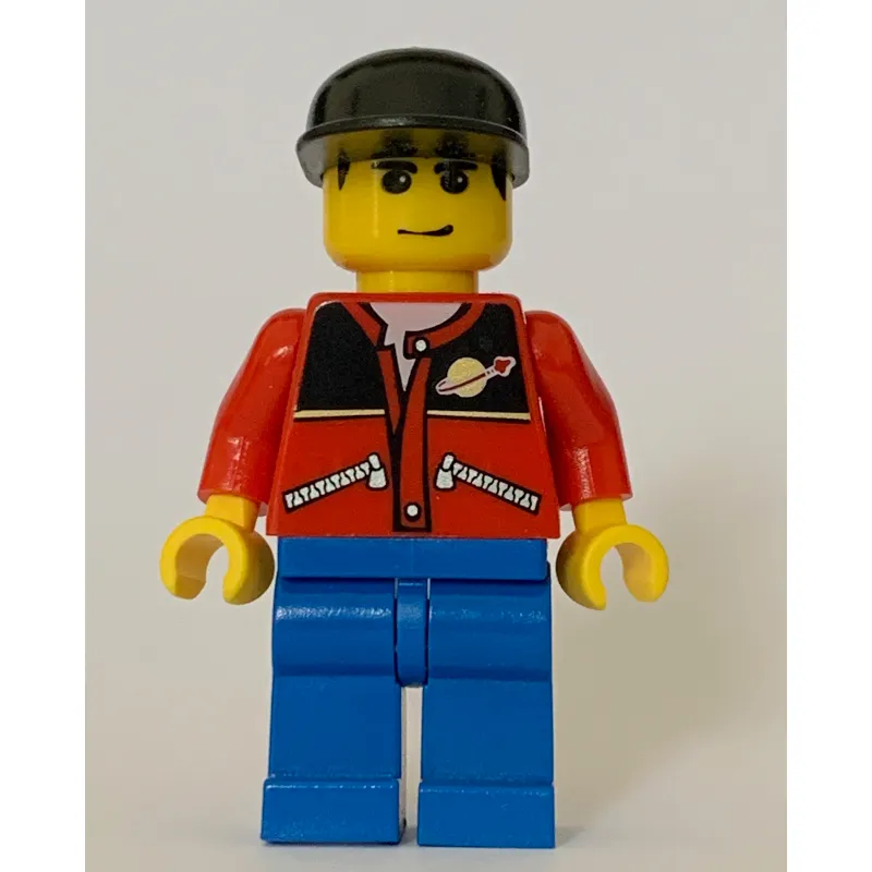 Man, Red Jacket with Classic Space Logo, Black Cap