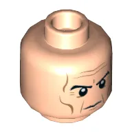 Minifig Head Grand Moff Tarkin, Eyebrows, Dark Orange Wrinkles, Stern / Raised Right Eyebrow Print