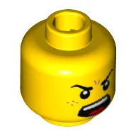 Minifig Head Dragon Suit Guy, Freckles, Smile/Angry Scream Teeth