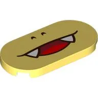 Tile Round 2 x 4 with Smiling Mouth with 2 Teeth Print