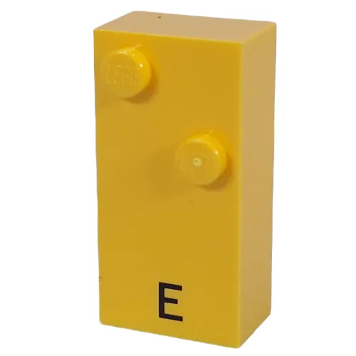 Braille Brick 2 x 4 with 2 Studs ⠑ and 'E' Print