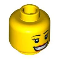Minifig Head Hula Dancer, Large Red Lips, Open Mouth Smile with Teeth, Thin Eyelashes and White Pupils Print [Blocked Open Stud]