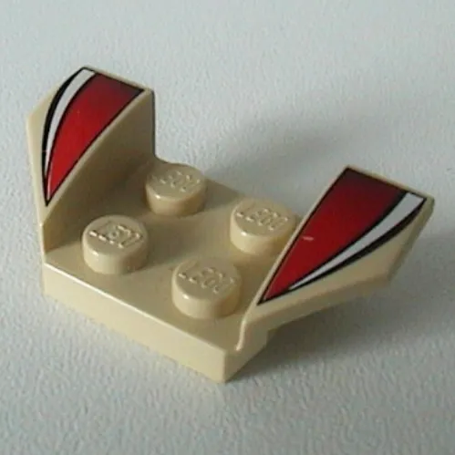 Mudguard 2 x 4 with 2 x 2 Studs and Flared Wings, White Stripe and Red/Black Fade Print