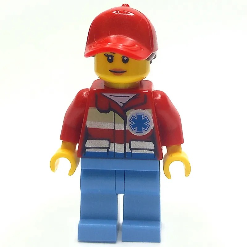 Paramedic, Woman, Red Jacket with Star of Life, Red Cap with Hair