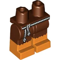 Hips with Reddish Brown Legs and Orange Boots Pattern with Reddish Brown Torn Pants, White Rope as Belt