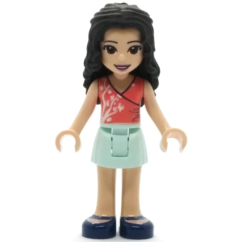 Emma - Coral Top, Light Aqua Skirt