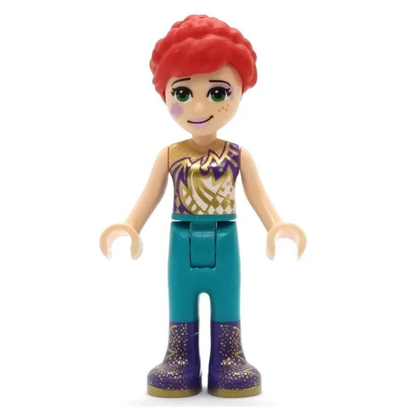 Mia - Gold/Dark Purple Top, Dark Turquoise Pants, Face Paint