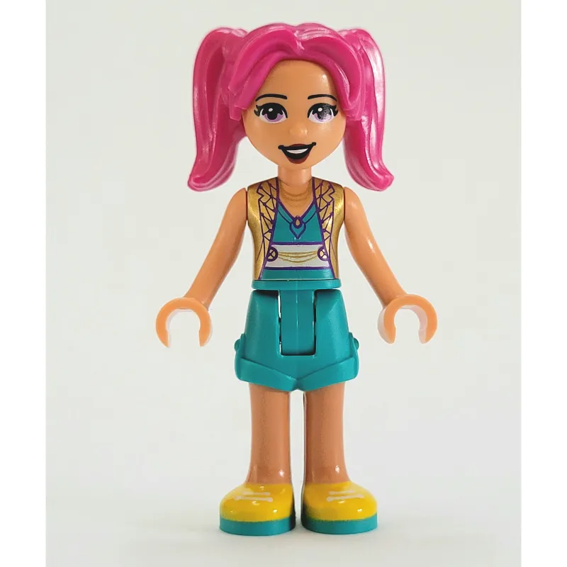 Camila - Gold Jacket, Dark Turquoise Skirt, Magenta Hair