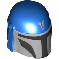 Helmet Mandalorian with Holes, Dark Bluish Grey Decorations, Black Visor, Flat Silver Front Print