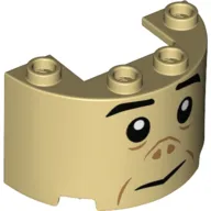 Cylinder Half 2 x 4 x 2 with 1 x 2 Cutout with Face Print (Grawp)
