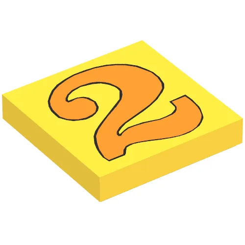 Tile 2 x 2 with Number 2 Orange Pattern