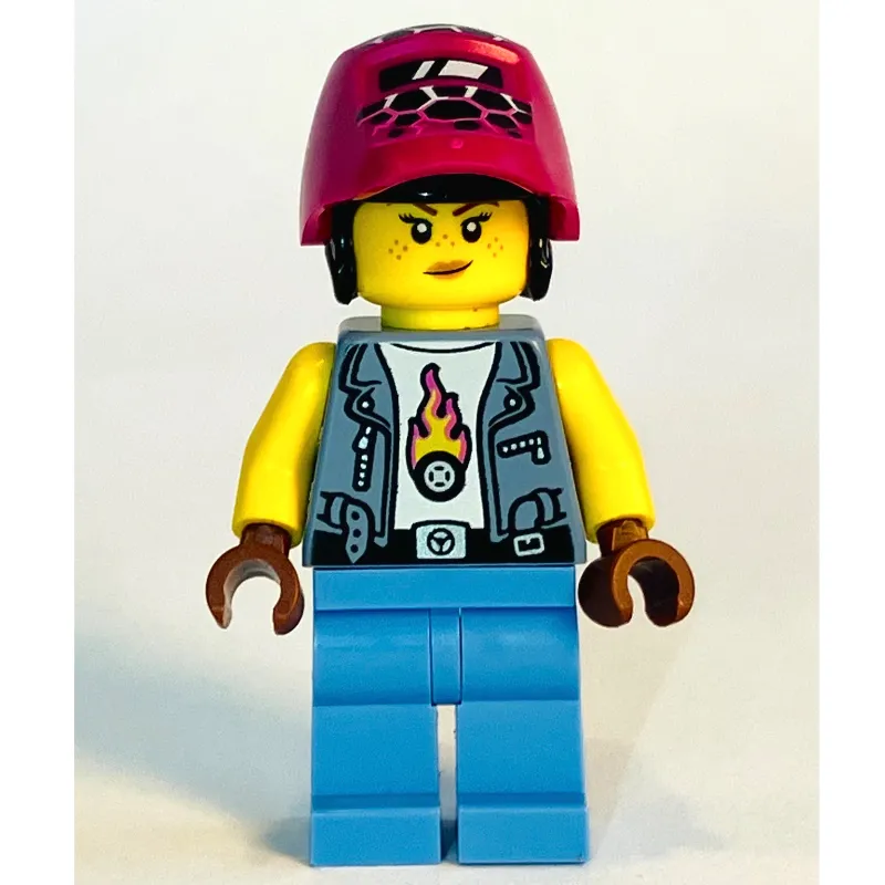 Mech Max, Sand Blue Vest, Medium Blue Legs, Magenta Hair