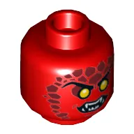 Minifig Head Crust Smasher / Flame Thrower, Thin Eyebrows, Yellow Eyes, Dark Red Spots, Fangs Print [Hollow Stud]