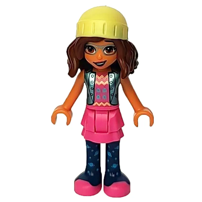 Olivia - Metallic Blue Jacket, Dark Pink Skirt, Bright Light Yellow Cap