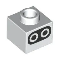 Plate 1 x 1 x 2/3 with Hole in Stud with Black Oval, Black/White Circles print