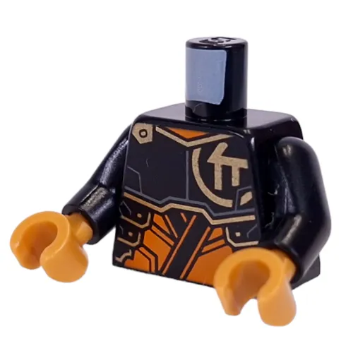 Torso, Gold Asian Symbol, Orange Armor print, Black Arms, Pearl Gold Hands