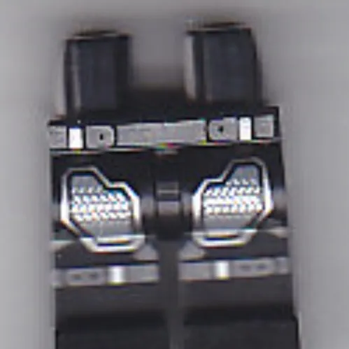 Hips and Black Legs with Dark Bluish Gray Belt and Knee Strap, and Armor Plates Print