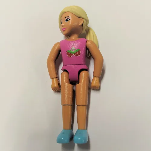 Belville Figure Fixed Elbows, Child, Female, Light Yellow Hair, Pink Top, Strawberries Print