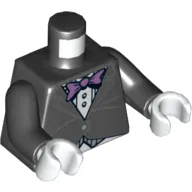 Torso Formal Jacket with Lavender Bow Tie Print, Black Arms, White Hands