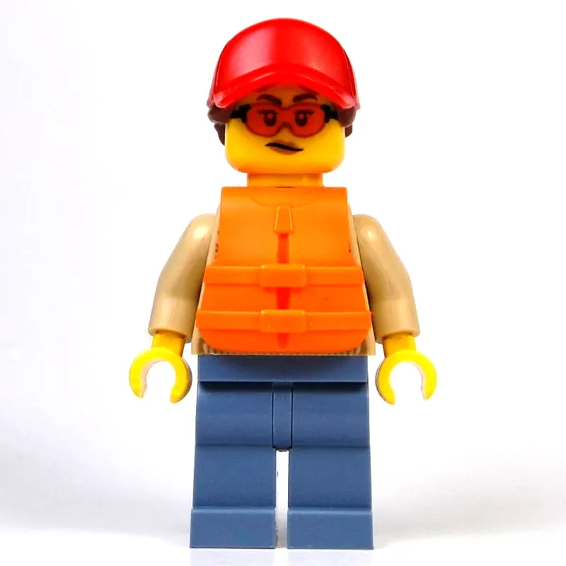 Tan Torso, Sand Blue Legs, Sunglasses, Red Cap, Orange Life Vest