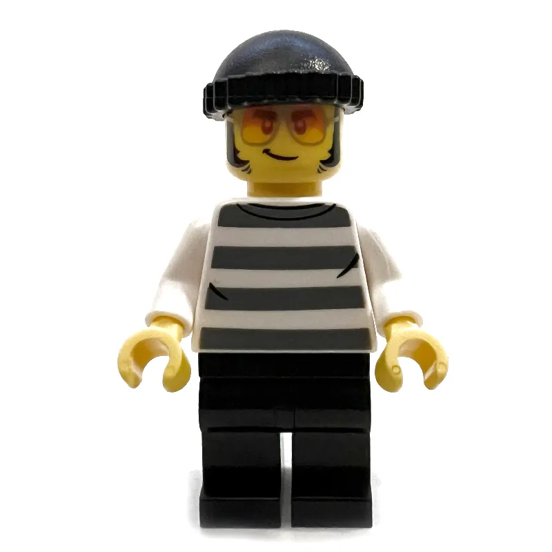 Criminal, Prison Sweater, Black Legs, Black Beanie, Orange Glasses