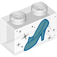 Brick 1 x 2 without Bottom Tube and Glass Shoe print