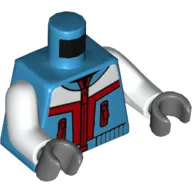 Torso Jacket, White/Dark Red Shapes, Zippers Print, White Arms, Dark Bluish Grey Hands