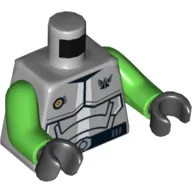 Torso Armor with Galaxy Squad Logo and '30' on Back Print, Bright Green Arms, Black Hands