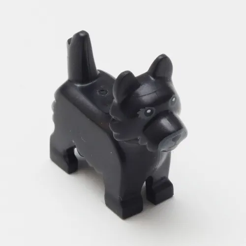 Animal, Dog, Terrier with Black Eyes and Nose on Gray Background