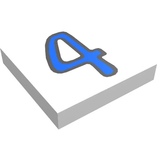 Tile 2 x 2 with Number 4 Fabuland Print