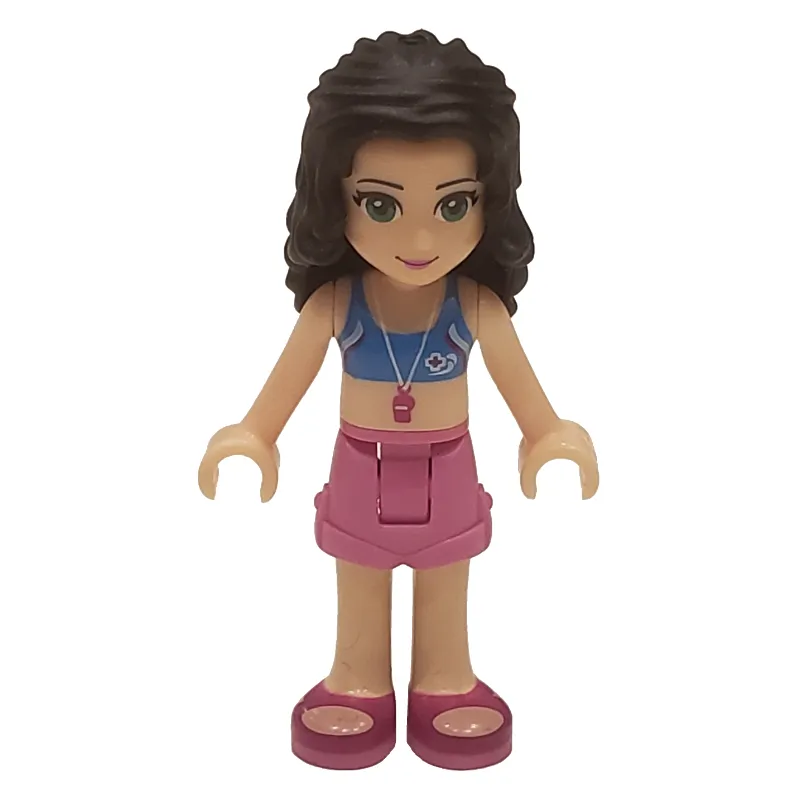 Emma - Medium Blue Crop Top, Dark Pink Shorts