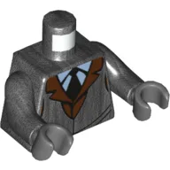 Torso Jacket with Brown Undercoat, Light Blue Shirt, Black Tie Print, Pearl Titanium Arms, Dark Bluish Gray Hands