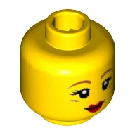 Minifig Head Queen, Dark Orange Eyebrows, Round Cheek Lines and Red Lips Print [Hollow Stud]