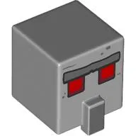 Minifig Head Special, Cube with Nose with Semi-Pixelated Red Eyes, Dark Bluish Grey Eyebrow print